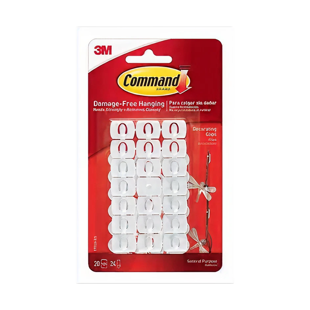 3M Command Decorating Clips white 20 pack general purpose hooks with adhesive strips
