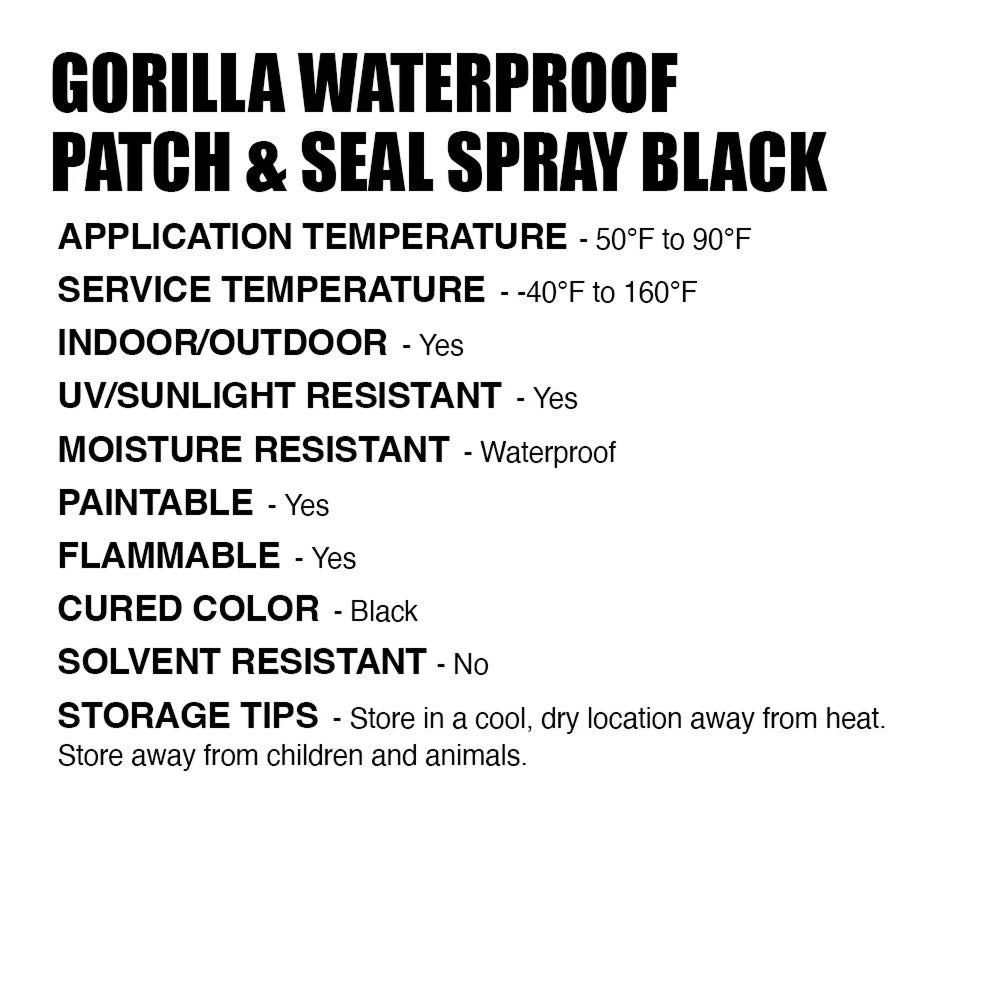Gorilla Waterproof Patch and Seal Spray Black 16oz