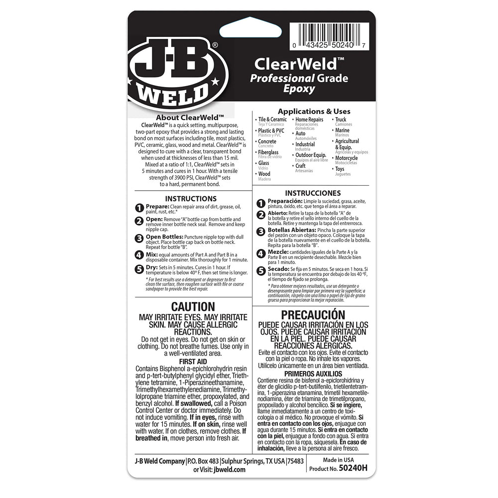 J-B Weld™ ClearWeld Professional Size 8 oz