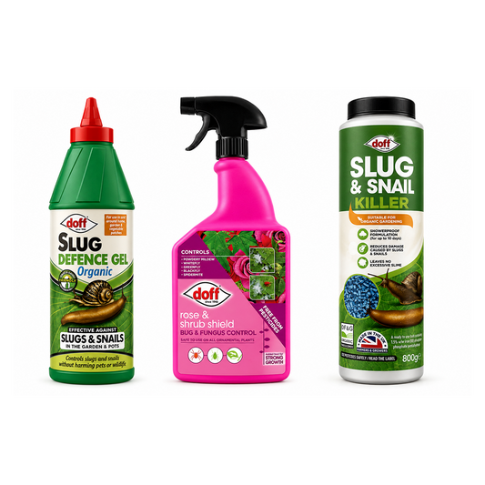 Doff Organic Rose Protection Bundle – Slug Gel, Pellets & Rose Shield