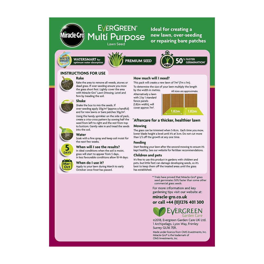 Miracle-Gro EverGreen Multi Purpose Grass Seed 7m2