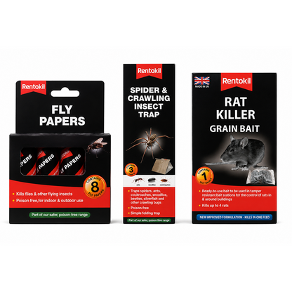 Rentokil Multi-Pest Control Kit - Fly Papers, Spider Trap and Rodent Bait