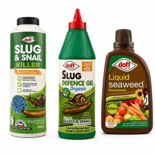 Doff Slug Control & Plant Care Kit - Organic Pellets, Gel & Seaweed Feed