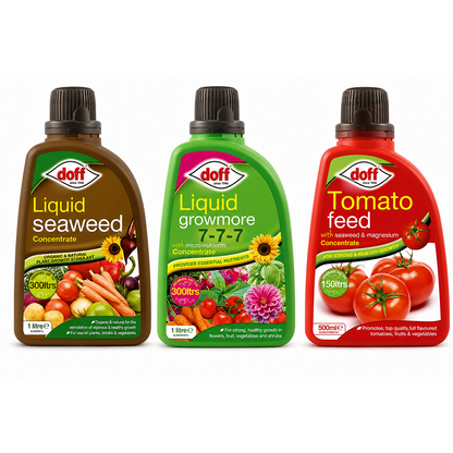 Doff Liquid Plant Food Bundle - Seaweed, Growmore and Tomato Feed Concentrate
