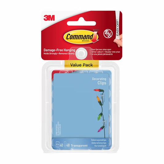 Command™ Clear Decorating Clips with Clear Strips Value Pack 17026CLR-40, 40 Clips + 48 Strips