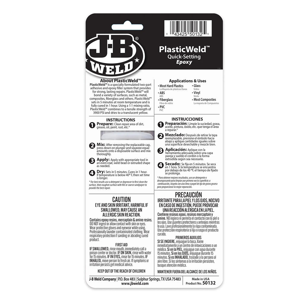J-B Weld PlasticWeld™ Epoxy Syringe 25ml