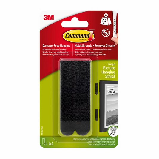 Command™ Large Black Picture Hanging Strips 17206BLK-UKN, 4 Sets
